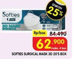 Promo Harga Softies Masker Earloop 3D Surgical Mask 20 pcs - Superindo