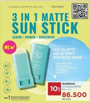 Promo Harga WARDAH UV Shield  Light Matte Sun Stick SPF50 PA++++  - Watsons