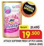 Promo Harga ATTACK Fresh Up Softener Dazzling Lilac, Joyful Paradise, Sakura Blossom 680 ml - Superindo