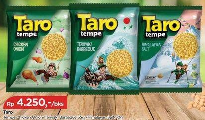 Promo Harga Taro Keripik Tempe Ayam Bawang, Himalayan Salt, Teriyaki BBQ 55 gr - TIP TOP