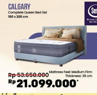 Serta Calgary Bed Set  Diskon 60%, Harga Promo Rp21.099.000, Harga Normal Rp53.650.000, Matress Feel : Medium Soft 
Tickness : 39 Cm