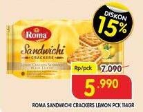 Promo Harga ROMA Sandwichi Crackers Krim Lemon 114 gr - Superindo