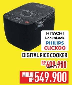 Promo Harga HITACHI/ LOCKNLOCK/ PHILIPS/ CUCKOO Digital Rice Cooker  - Hypermart