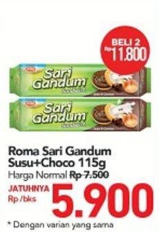 Promo Harga ROMA Sari Gandum Susu + Cokelat 115 gr - Carrefour