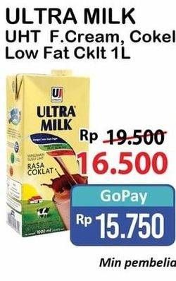 Promo Harga Ultra Milk Susu UHT Coklat, Full Cream 1000 ml - Alfamart