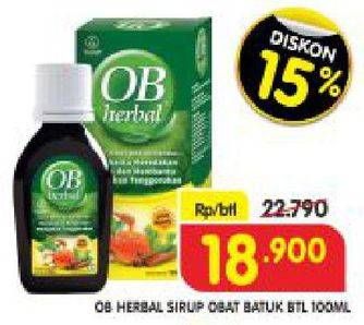Promo Harga OB HERBAL Sirup Obat Batuk 100 ml - Superindo