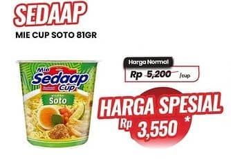 Promo Harga Sedaap Mie Cup Soto 81 gr - Carrefour