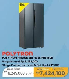 Promo Harga Polytron Lemari Es SBS PRS 460B  - Carrefour