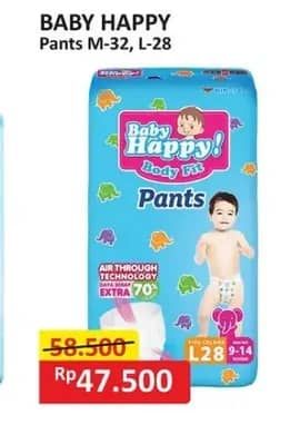 Promo Harga Baby Happy Body Fit Pants M32, L28 28 pcs - Alfamart