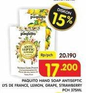 Promo Harga PAQUITO Hand Soap Lemon, Grape, Strawberry, Lys De France 375 ml - Superindo