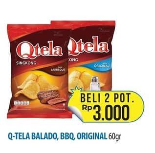 Promo Harga Qtela Keripik Singkong Balado, Barbeque, Original 185 gr - Hypermart