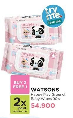 Promo Harga WATSONS Happiplayground Baby Wipes 90 pcs - Watsons