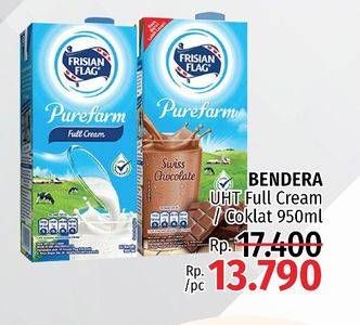 Promo Harga FRISIAN FLAG Susu UHT Purefarm Full Cream, Swiss Chocolate 946 ml - LotteMart