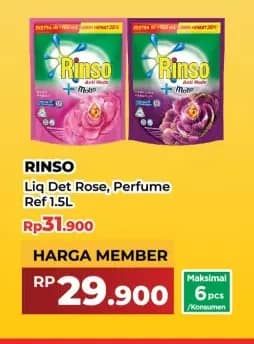 Promo Harga Rinso Liquid Detergent + Molto Pink Rose Fresh, + Molto Purple Perfume Essence 1500 ml - Yogya