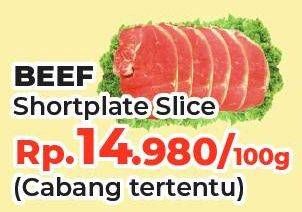 Promo Harga Beef Short Plate Slice per 100 gr - Yogya