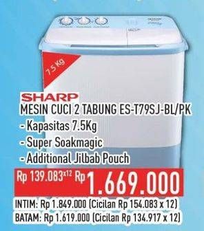 Promo Harga Sharp ES-T79SJ-BL/PK | Washing Machine Twin Tube 7.5kg  - Hypermart