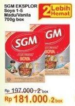 Promo Harga SGM Eksplor Soya 1-5 Susu Pertumbuhan Madu, Vanila per 2 box 700 gr - Indomaret