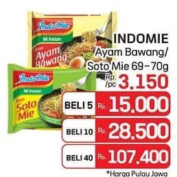 Promo Harga Indomie Mi Kuah Ayam Bawang, Soto Mie 69 gr - LotteMart