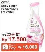 Promo Harga CITRA Hand & Body Lotion Pearly White UV Korean Pearl Mulberry 230 ml - Indomaret