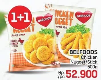 Promo Harga Belfoods Nugget Chicken Nugget, Chicken Nugget Stick 500 gr - LotteMart