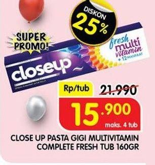 Promo Harga Close Up Pasta Gigi Fresh Multivitamin 160 gr - Superindo