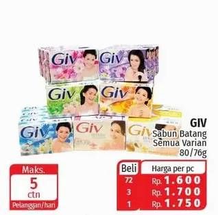 Promo Harga GIV Bar Soap All Variants 80 gr - Lotte Grosir