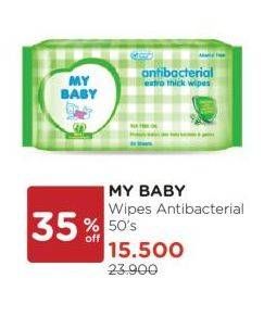 Promo Harga MY BABY Wipes Antibacterial 50 pcs - Watsons