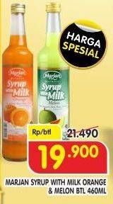 Promo Harga MARJAN Syrup with Milk Melon, Orange 460 ml - Superindo