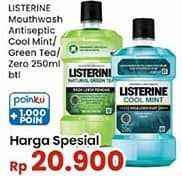 Promo Harga Listerine Mouthwash Antiseptic Cool Mint, Natural Green Tea, Zero 250 ml - Indomaret