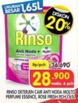Promo Harga Rinso Liquid Detergent + Molto Purple Perfume Essence, + Molto Pink Rose Fresh 1650 ml - Superindo
