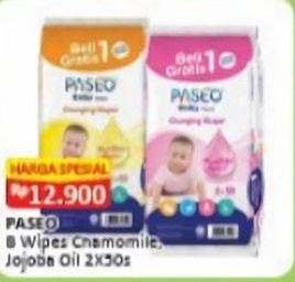 Promo Harga Paseo Baby Wipes With Chamomile Extract, With Jojoba Oil per 2 pcs 50 sheet - Alfamart