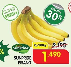 Promo Harga SUNPRIDE Pisang Cavendish per 100 gr - Superindo