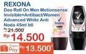 Promo Harga REXONA Deo Roll On Invisible + Antibacterial, Advanced Whitening + Anti Noda 50 ml - Indomaret