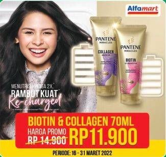Promo Harga PANTENE Conditioner Miracle Biotin Strength, Collagen Repair 70 ml - Alfamart