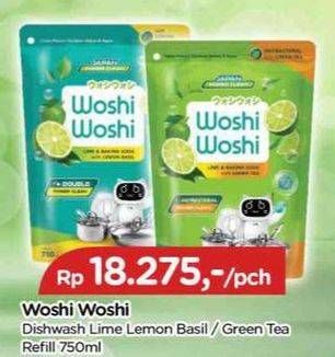 Promo Harga Woshi Woshi Dishwash  Green Tea, Lime Lemon Basil 750 ml - TIP TOP