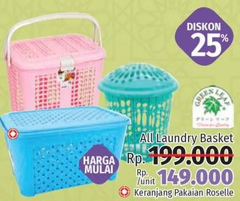 Promo Harga GREEN LEAF Laundry Basket Roselle  - LotteMart