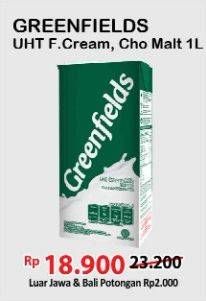 Promo Harga GREENFIELDS UHT Full Cream, Choco Malt 1000 ml - Alfamart
