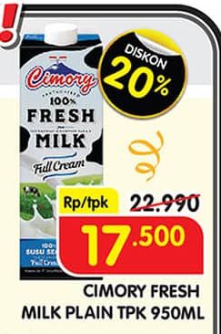 Promo Harga Cimory Fresh Milk Full Cream 950 ml - Superindo