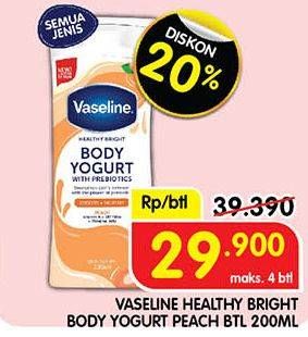 Promo Harga Vaseline Body Yogurt Peach 200 ml - Superindo