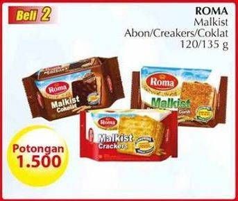 Promo Harga ROMA Malkist Abon, Cokelat, Crackers 135 gr - Giant