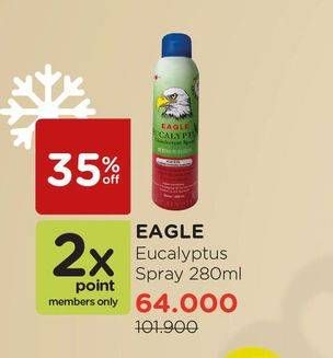 Promo Harga CAP LANG Eagle Eucalyptus Disinfectant Spray 280 ml - Watsons