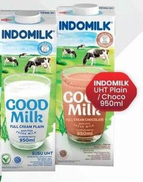 Promo Harga INDOMILK Susu UHT Cokelat, Full Cream Plain 950 ml - LotteMart