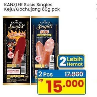 Promo Harga Kanzler Sosis Single Keju, Gochujang 60 gr - Indomaret