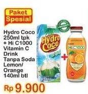 Promo Harga HYDRO COCO 250 mL + HI C 1000 Lemon/ Orange 140 mL  - Indomaret