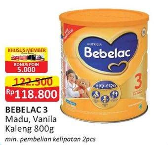 Promo Harga BEBELAC 3 Susu Pertumbuhan Madu, Vanila 800 gr - Alfamart