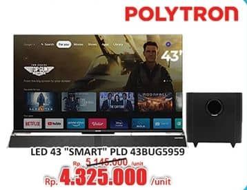 Promo Harga Polytron 4K UHD Smart Cinemax Soundbar Google TV 43 Inch PLD 43BUG5959  - Hari Hari