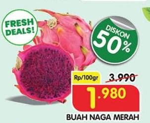 Promo Harga Buah Naga Merah per 100 gr - Superindo