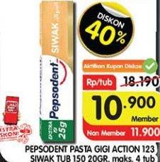 Promo Harga Pepsodent Pasta Gigi Action 123 Siwak 190 gr - Superindo