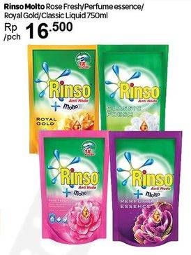 Promo Harga RINSO Anti Noda + Molto Liquid Detergent Rose Fresh, Perfume Essence, Royal Gold, Original 750 ml - Carrefour