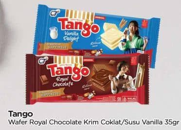 Promo Harga Tango Wafer Chocolate, Vanilla Milk 39 gr - TIP TOP